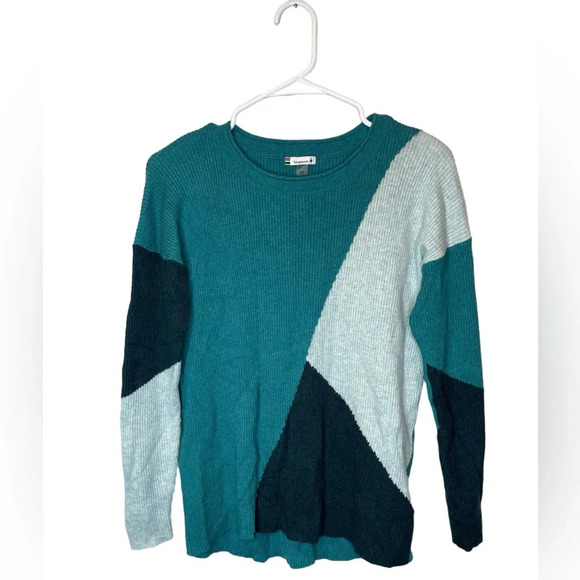 Smartwool Color Block Sweater Size Medium Blue/Green Ribbed Merino Wool Blend - Picture 3 of 9